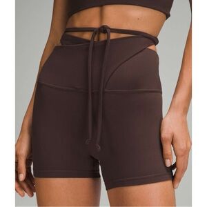 Lululemon Align Wrap-Waist Short 4" Inseam Brown Biker Shorts with Waist Wrap